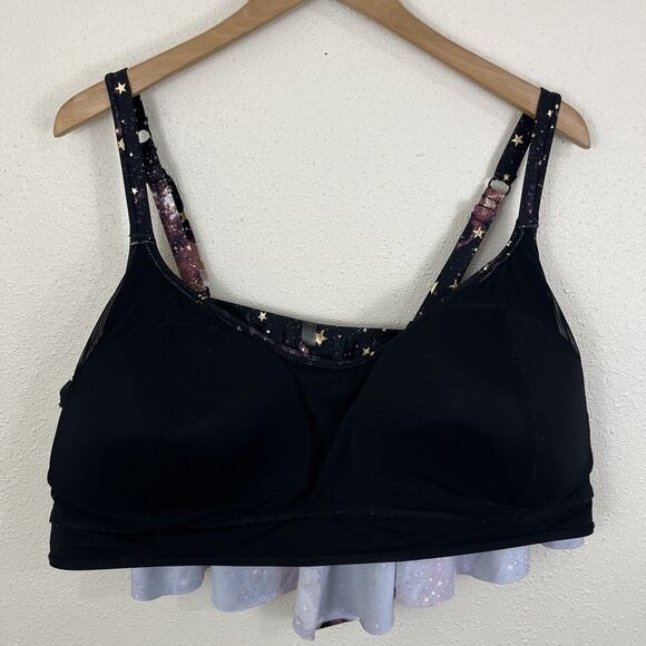 Torrid Star Celestial Wireless V Flounce Bikini Top Plus Size 6 6X - Picture 4 of 6